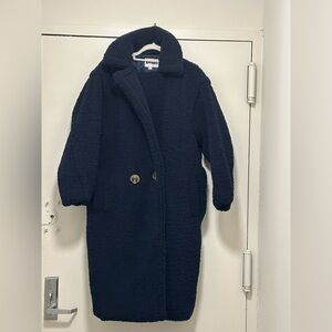Apparis Anoushka Bouclette Coat | Navy Faux Shearling | Size Small